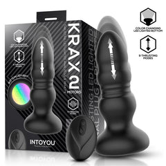 Krax Plug Anal con Vibracion Thrusting y Luz Led con Control Remoto
