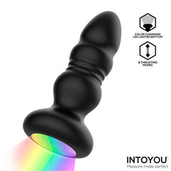 Krax Plug Anal con Vibracion Thrusting y Luz Led con Control Remoto