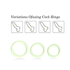 Set 3 Anillos para el Pene Brilla en la Oscuridad