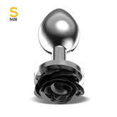 Plug Anal de Metal con Rosa Negra en la Base Talla S