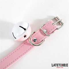 Collar con Cascabel Ajustable Rosa