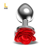 Plug Anal de Metal con Rosa Roja en la Base Talla L