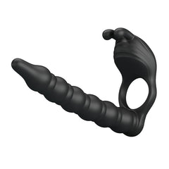 Blackney Anillo Vibrador con Plug Silicona Negro