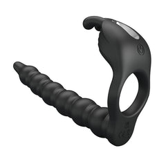 Blackney Anillo Vibrador con Plug Silicona Negro