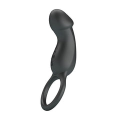 Trae Anillo Vibrador Silicona USB Negro