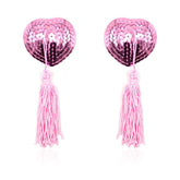 Pezoneras Autoadhesivas Forma de Corazon con Lentejuelas Rosa