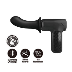 Dj Doctor Pistola de Masaje Dildo Funcion Empuje Negro