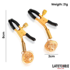 Pinzas para Pezones con Cascabel Dorado y Negro