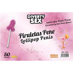 50 Piruletas Forma de Pene Gin Tonic 10 Alcohol
