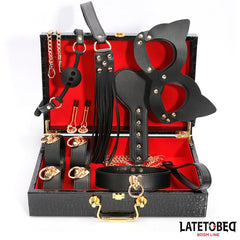 Kit Bondage de 8 Pz Cuero con Maletin de Almacenaje