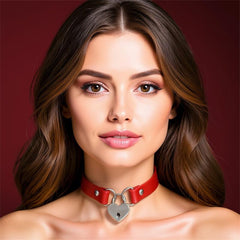 Collar con Candado de Corazon Cuero Vegano Talla unica