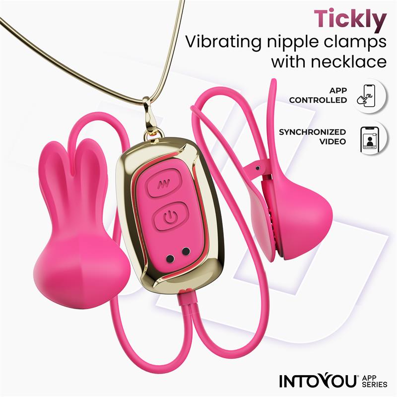 Tickly Pinzas para Pezones con Vibracion Control y Collar con APP