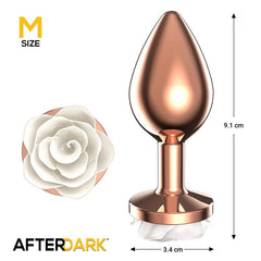 Plug Anal de Metal Oro Rosa con Rosa Blanca en la Base Talla M