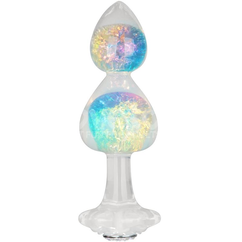 Gemoria Plug Anal de Silicona con Centro de Cristal Multicolor