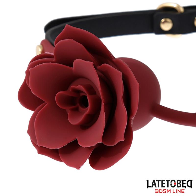 Mordaza Bola Silicona Transpitable Adorno Rosa Ajustable 47 56 cm