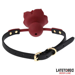Mordaza Bola Silicona Transpitable Adorno Rosa Ajustable 47 56 cm