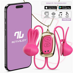 Tickly Pinzas para Pezones con Vibracion Control y Collar con APP