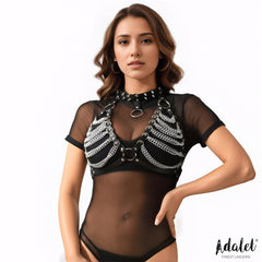 Zaira Sujetador Cuero Vegano con Cadenas Talla unica