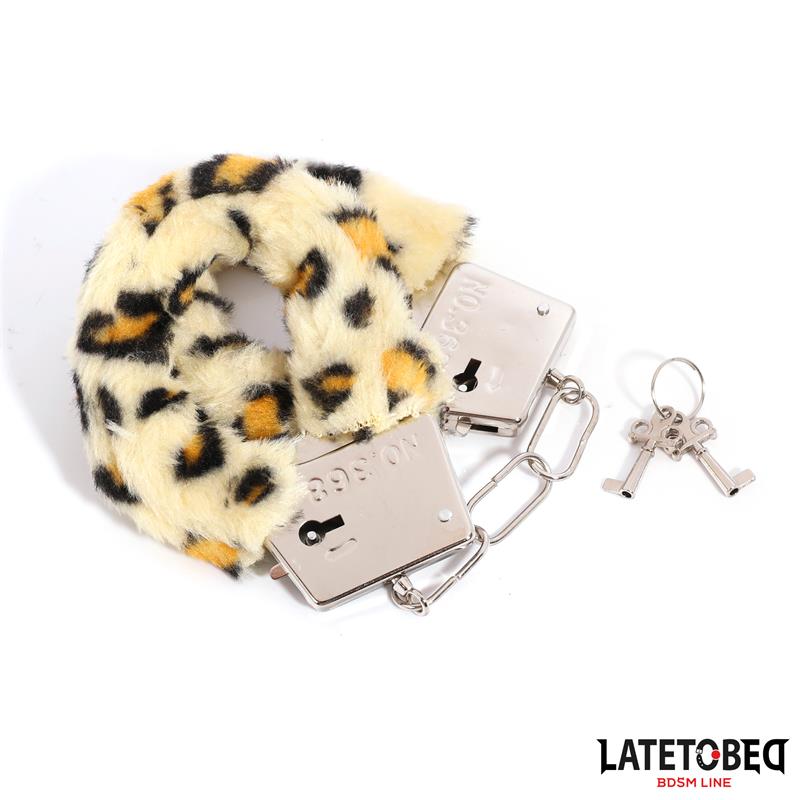 Esposas de Metal Furry con Pelo Animal Print Leopardo