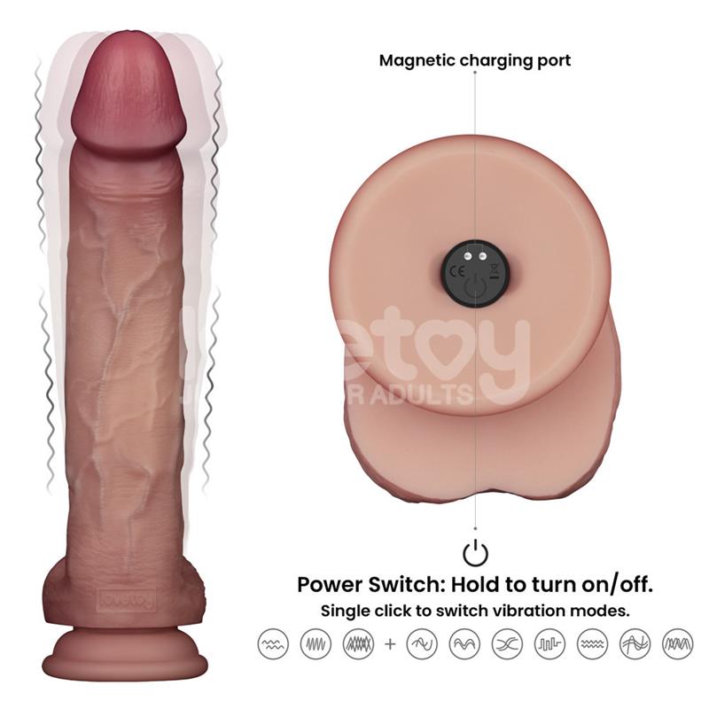 Dildo con Vibracion Piel Deslizante Silicona Dual Layer 10